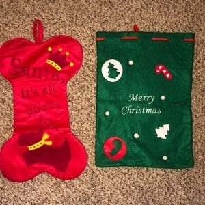 Christmas Stocking for Dog and Drawstring gift sack